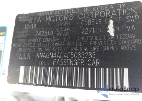 2015 Kia Optima Hybrid из США, поврежденный, VIN KNAGM4AD4F5085283